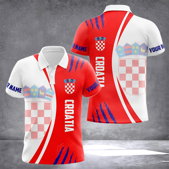 Custom Croatia Scratch Form Polo Shirt Croatian Culture Clothing Gifts For Croatian