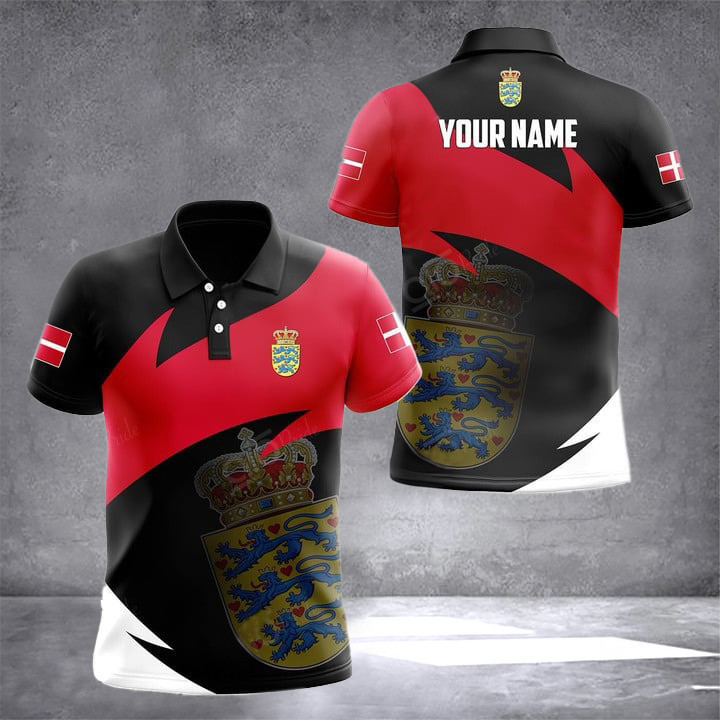 Custom Denmark Giant Coat Of Arms Polo Shirt Danish Outfits Gifts For Danish People
