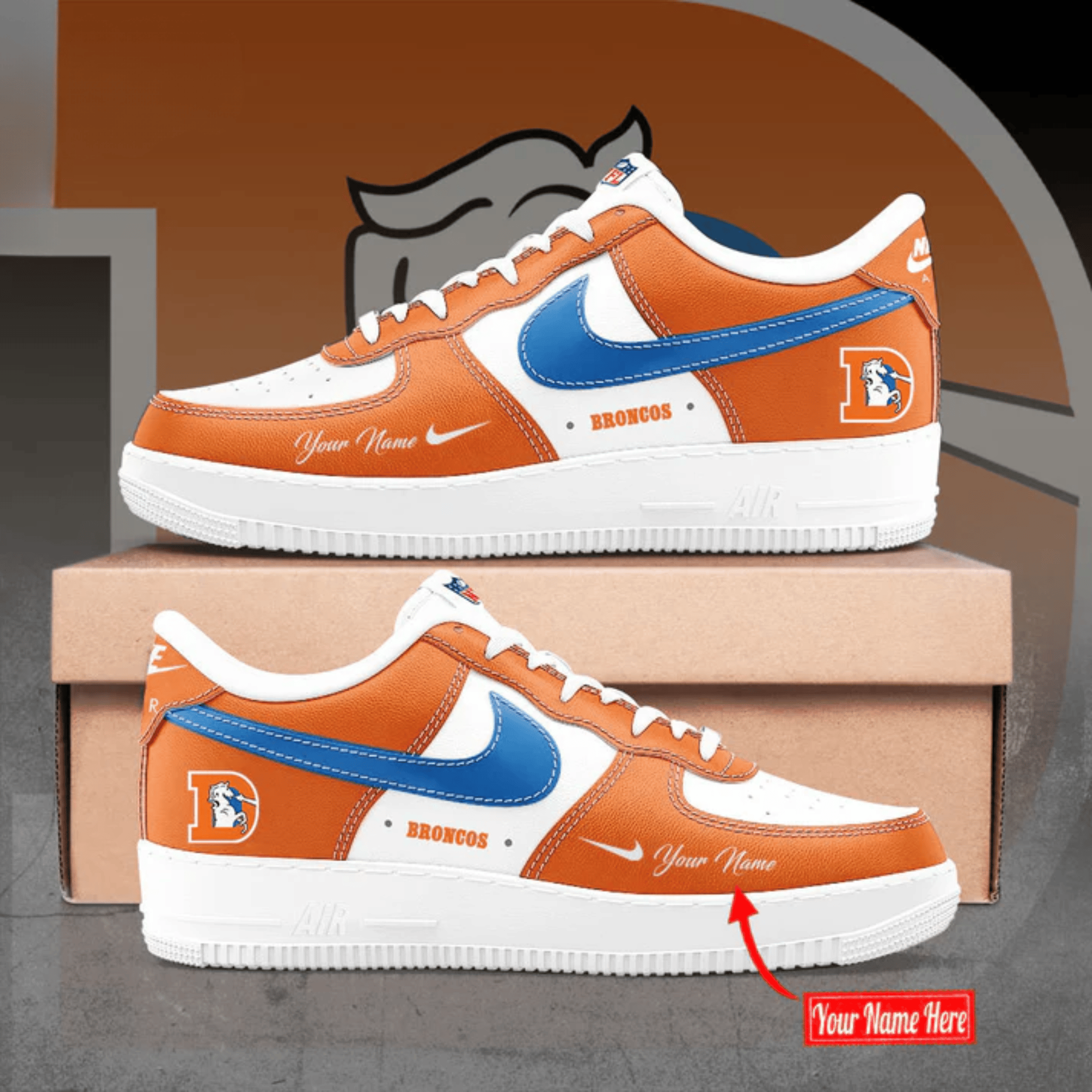 Custom Denver Broncos 2024 AF1 Shoes Presents For Hockey Lovers