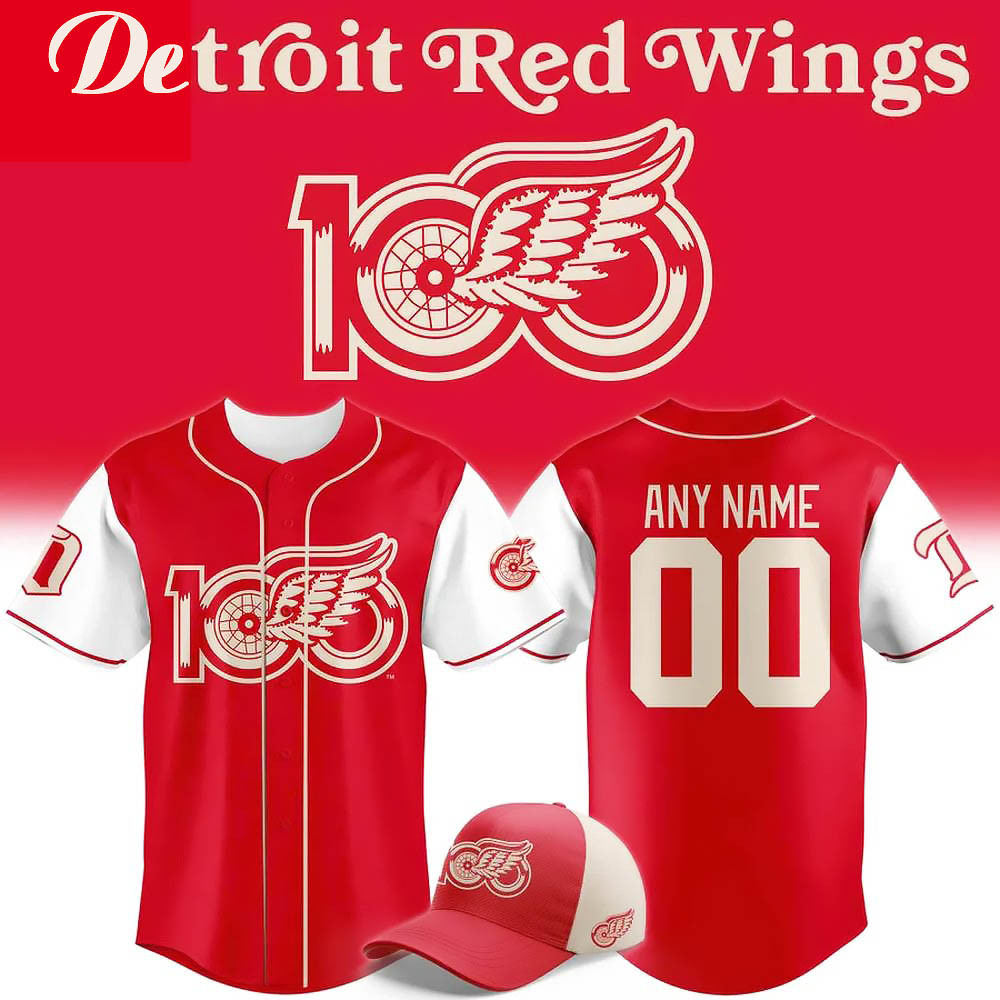 Custom Detroit Red Wings 100 Years Of Hockeytown Special Edition Baseball Jersey Gift For Dad