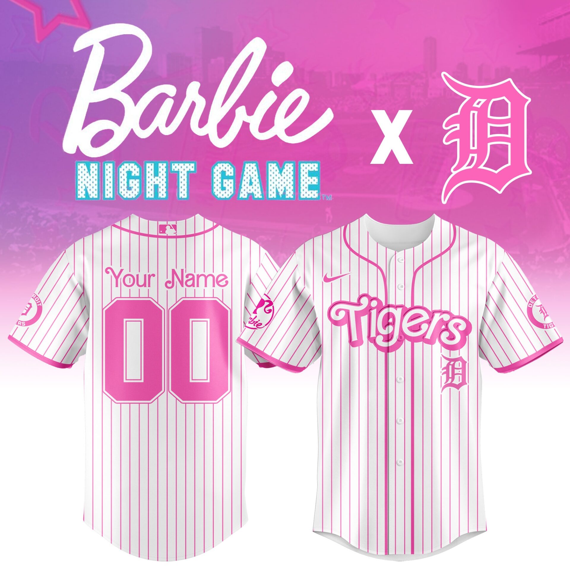Custom Detroit Tigers Baseball Barbie Night Custom Jersey Baseball Coach Gift Ideas