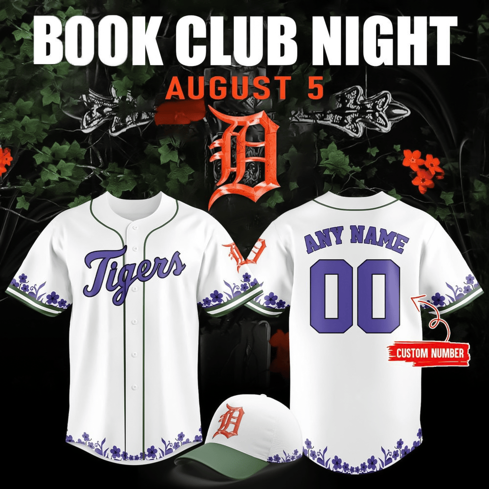 Custom Detroit Tigers Book Club Night Limited Edition Baseball Jersey Baseball Team Gift Ideas