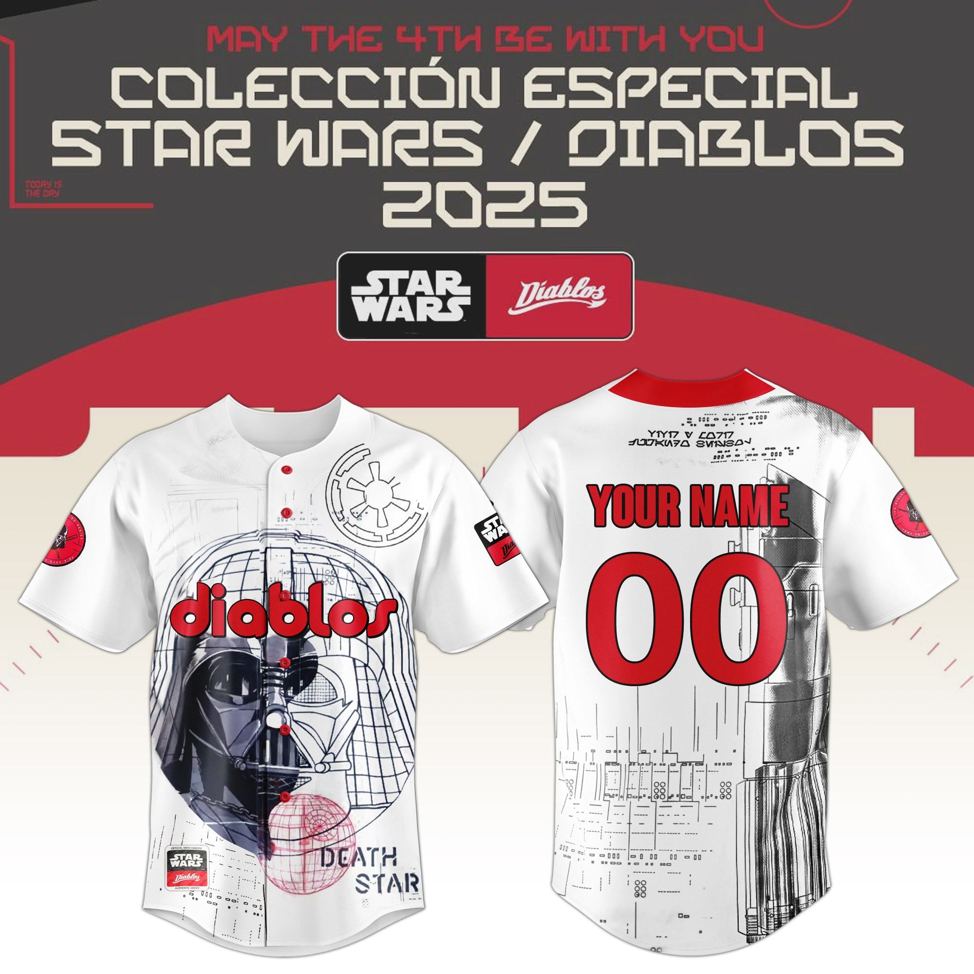 Custom Diablos Rojos del Mexico x Star War New Jersey 2025 Baseball Lover Gift Ideas