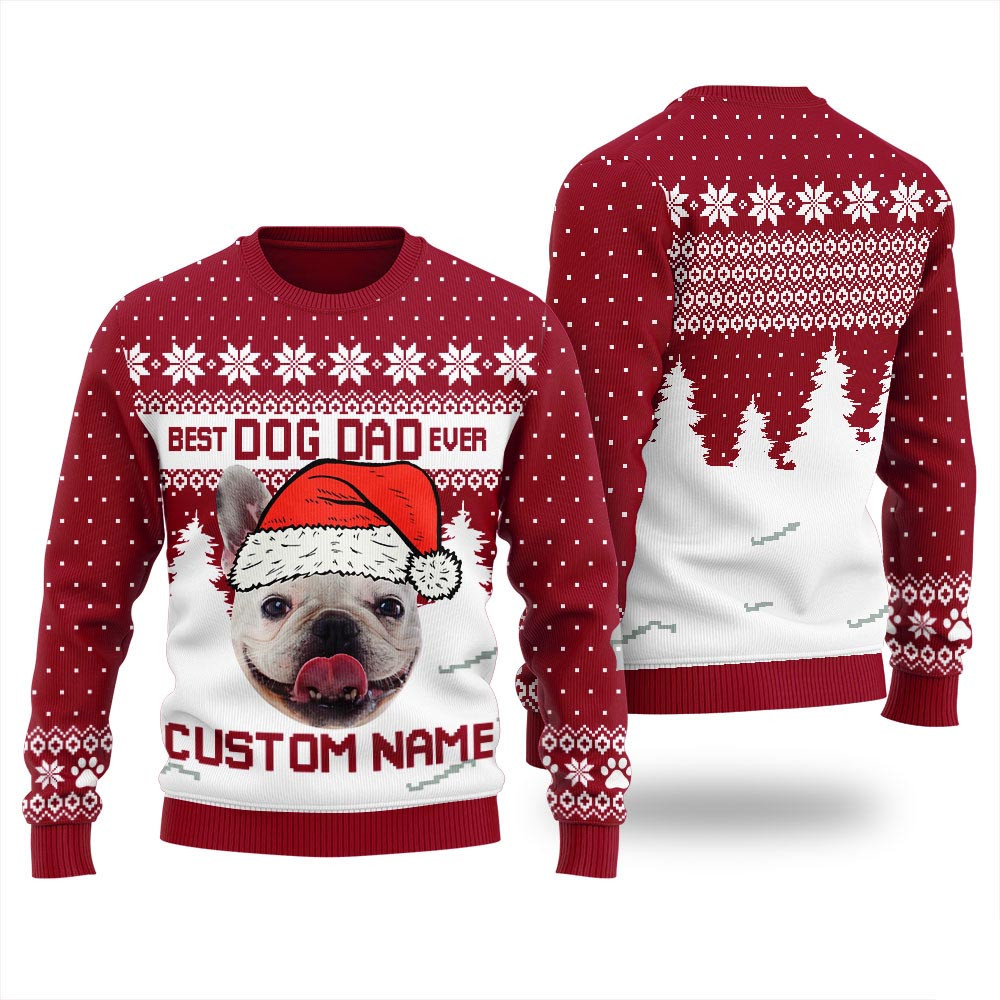 Custom Dog Dad Ugly Christmas Sweater Ugly Xmas Sweaters For Couples