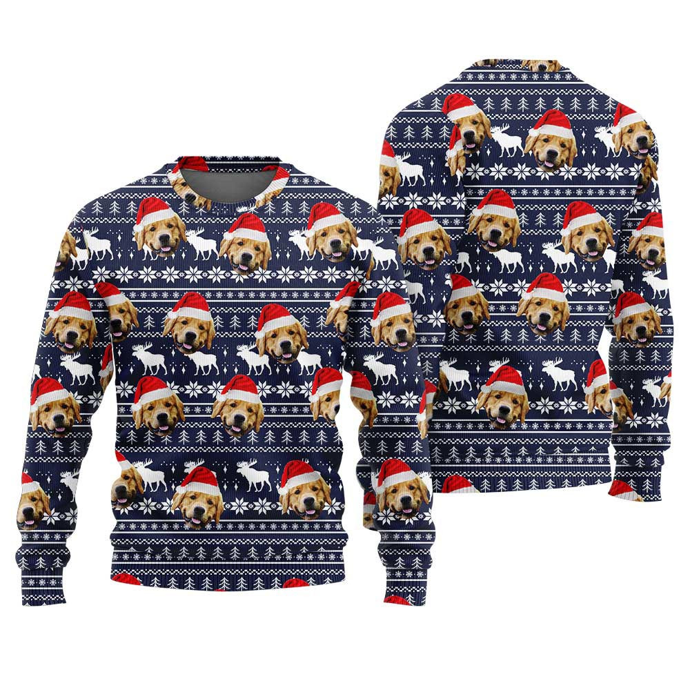 Custom Dog Face Christmas Sweater Christmas Vacation Sweater