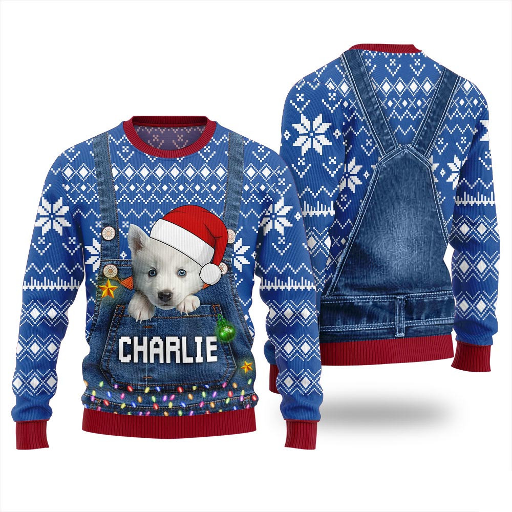 Custom Dog Face Funny Christmas Sweater Funny Ugly Christmas Sweater