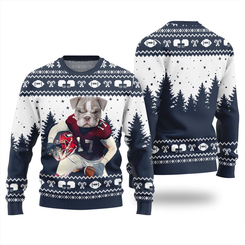 Custom Dog Football Ugly Christmas Sweater Best Ugly Sweaters For Christmas