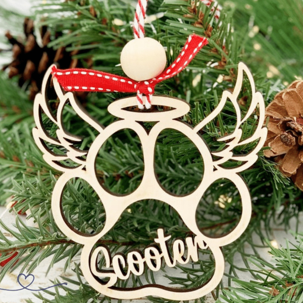 Custom Dog Pet Memorial With Wings Ornament Memorial Gift For Loss Of Dog