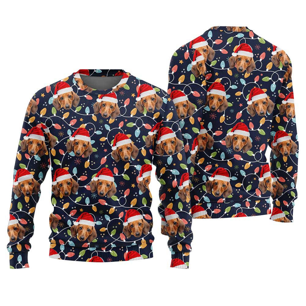 Custom Dog Ugly Christmas Sweater Navy Holiday Sweaters For Men