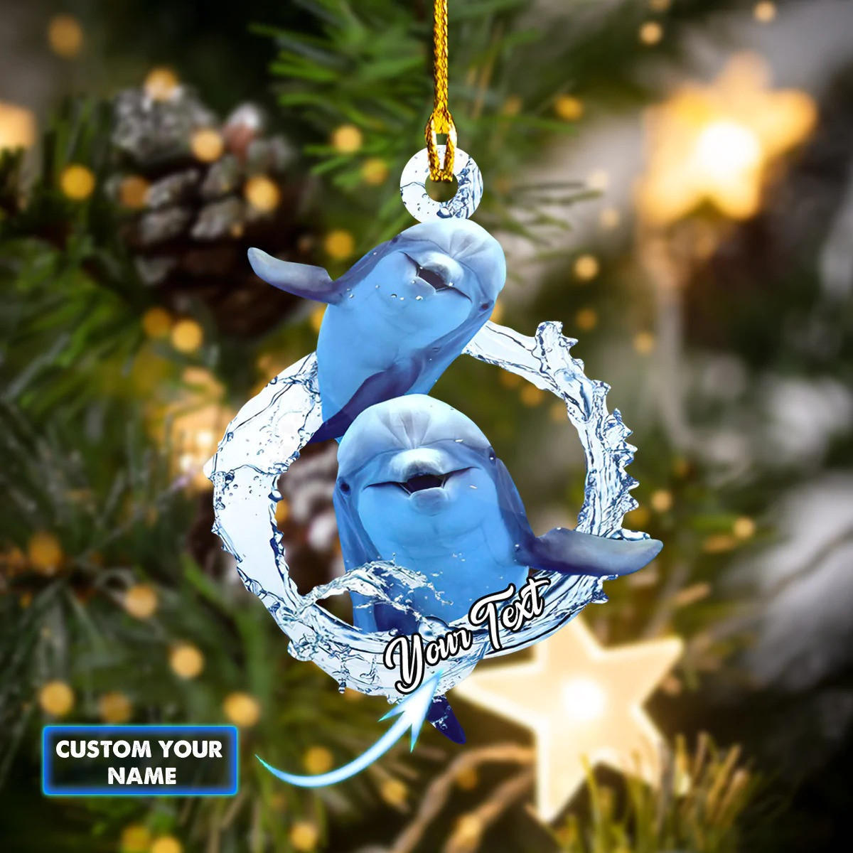 Custom Dolphin Christmas Ornament Personalized Dolphin Ornament 2024