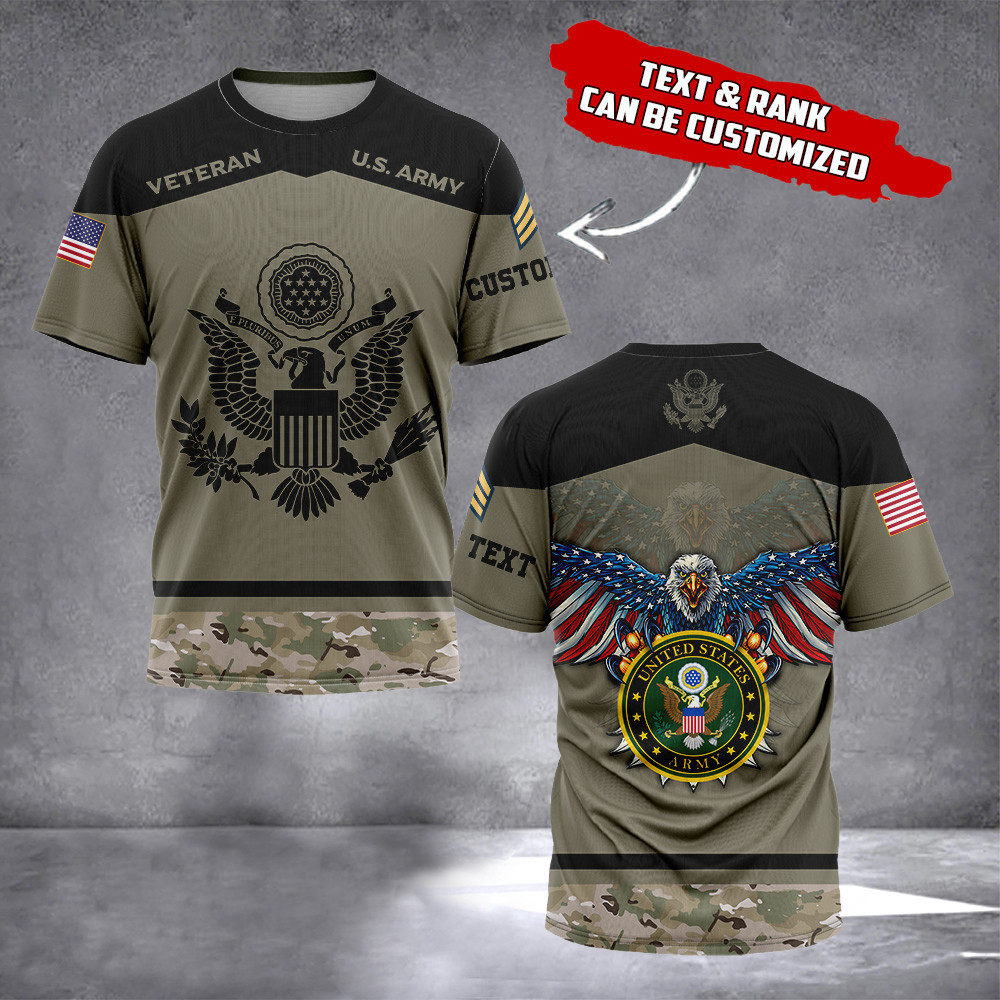 Custom Eagle US Army Veteran Shirt Army T-Shirt Men's Gifts For Veterans