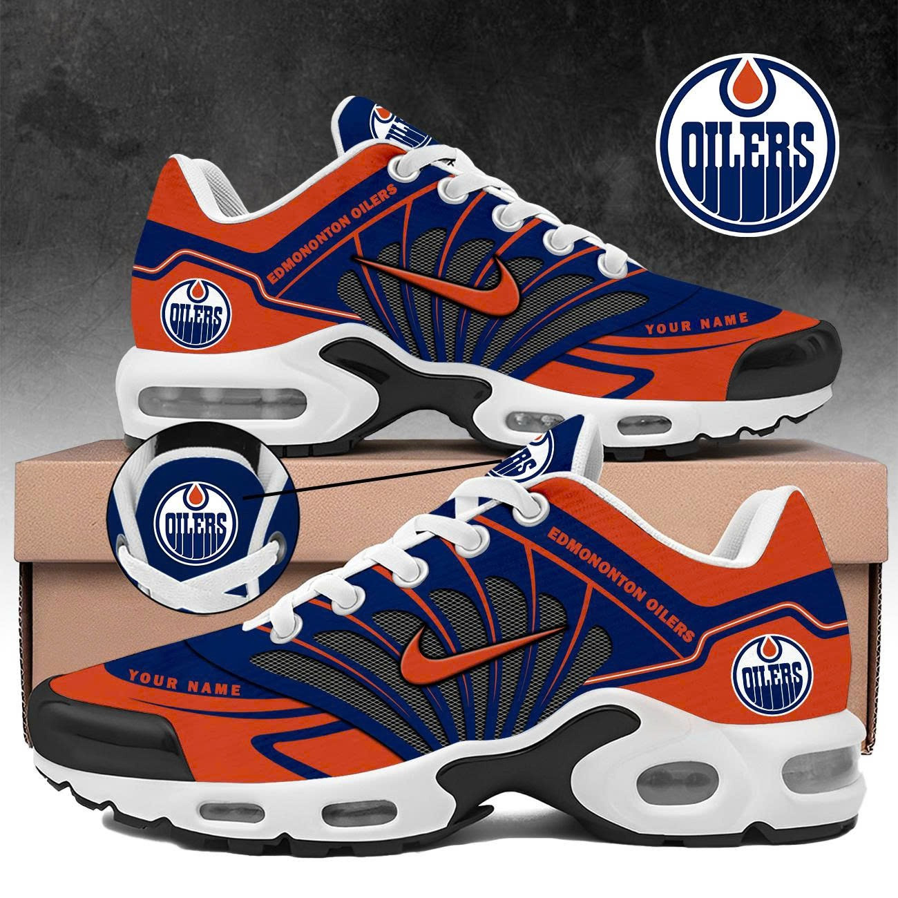 Custom Edmonton Oilers Air Max Plus Sneakers Merch Sport Shoes Hockey Lovers Fan Gifts