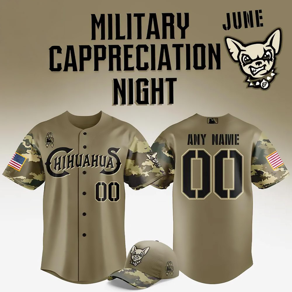 Custom El Paso Chihuahuas Military Appreciation Night Limited Edition Baseball Jersey
