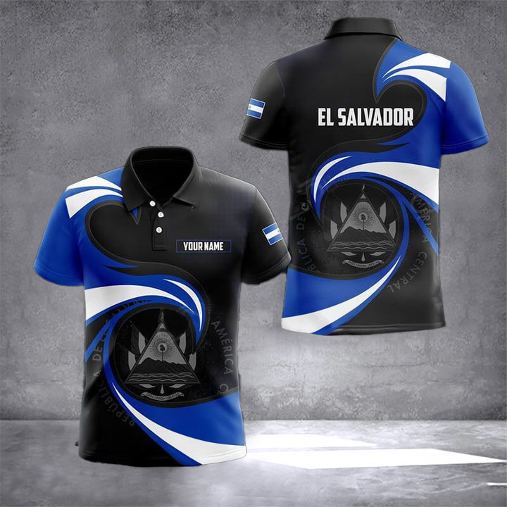 Custom El Salvador Coat Of Arms Camo Polo Shirt Salvadoran Outfits Patriotic Gift Ideas