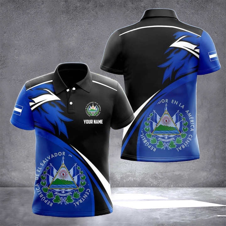 Custom El Salvador Coat Of Arms Polo Shirt El Salvador Clothing Gifts For Patriots