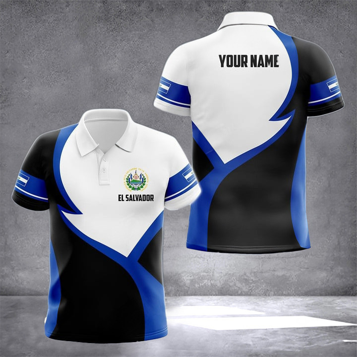 Custom El Salvador Proud Polo Shirt El Salvador Coat Of Arms Salvadoran Clothing Men
