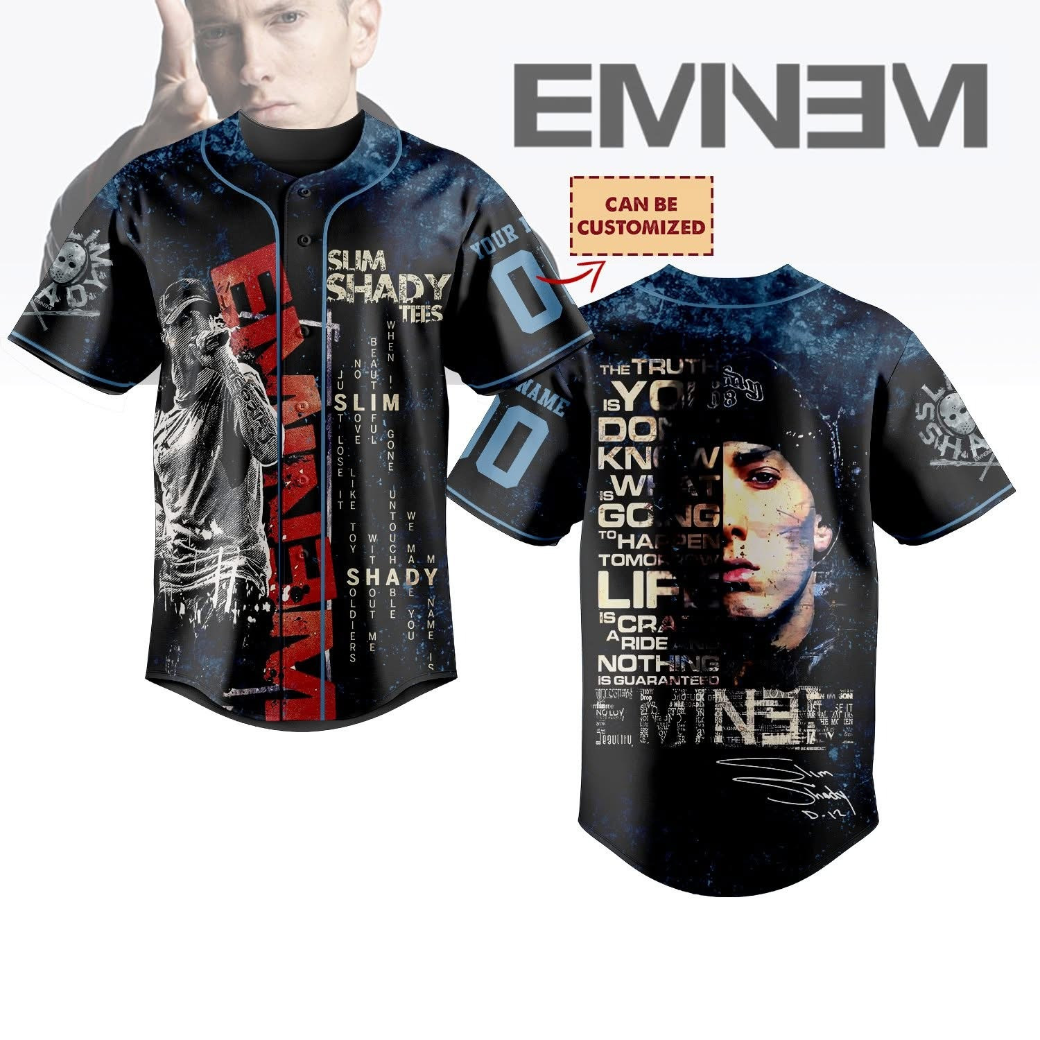 Custom Eminem Baseball Jersey Perfect Tour Merch Gift For Music Fans