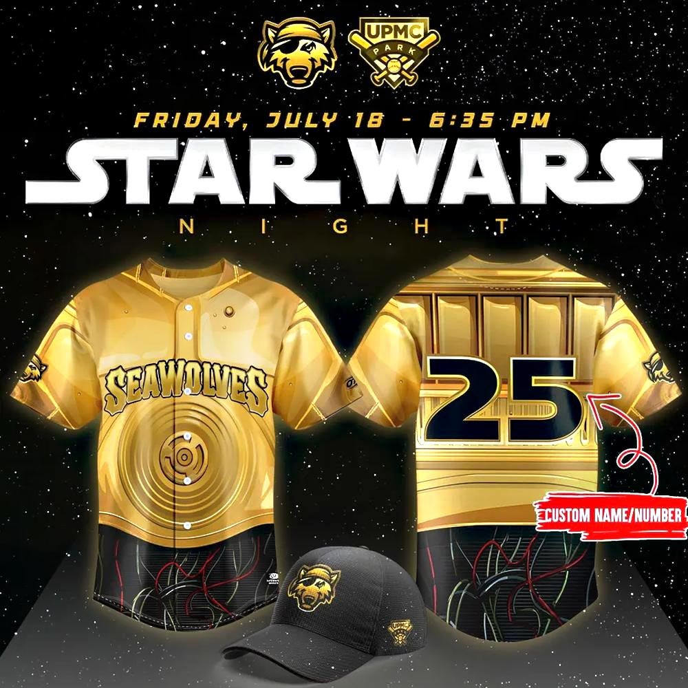 Custom Erie SeaWolves x Star Wars Limited Edition Baseball Jersey Best Gifts For Baseball Fans