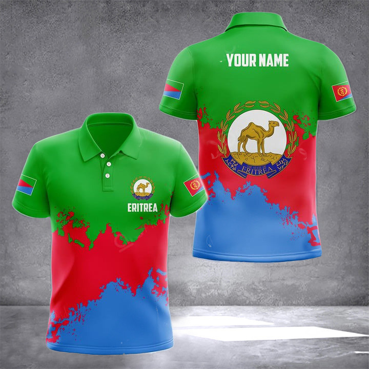 Custom Eritrea Coat Of Arms Flag Polo Shirt Eritrean Men's Clothing Gifts For Eritrean