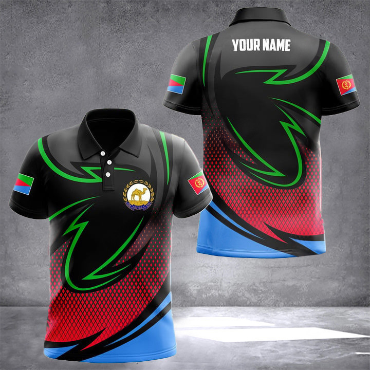 Custom Eritrea Coat Of Arms Neon Style Polo Shirt Eritrean Clothes Online Gifts For Eritrean