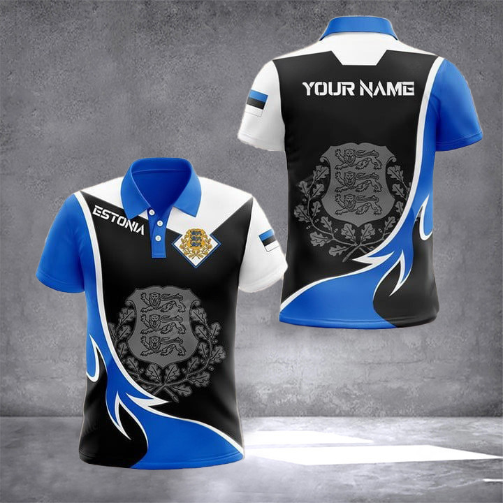 Custom Estonia Coat Of Arms Polo Shirt Patriotic Estonia Clothing Gifts For Estonian