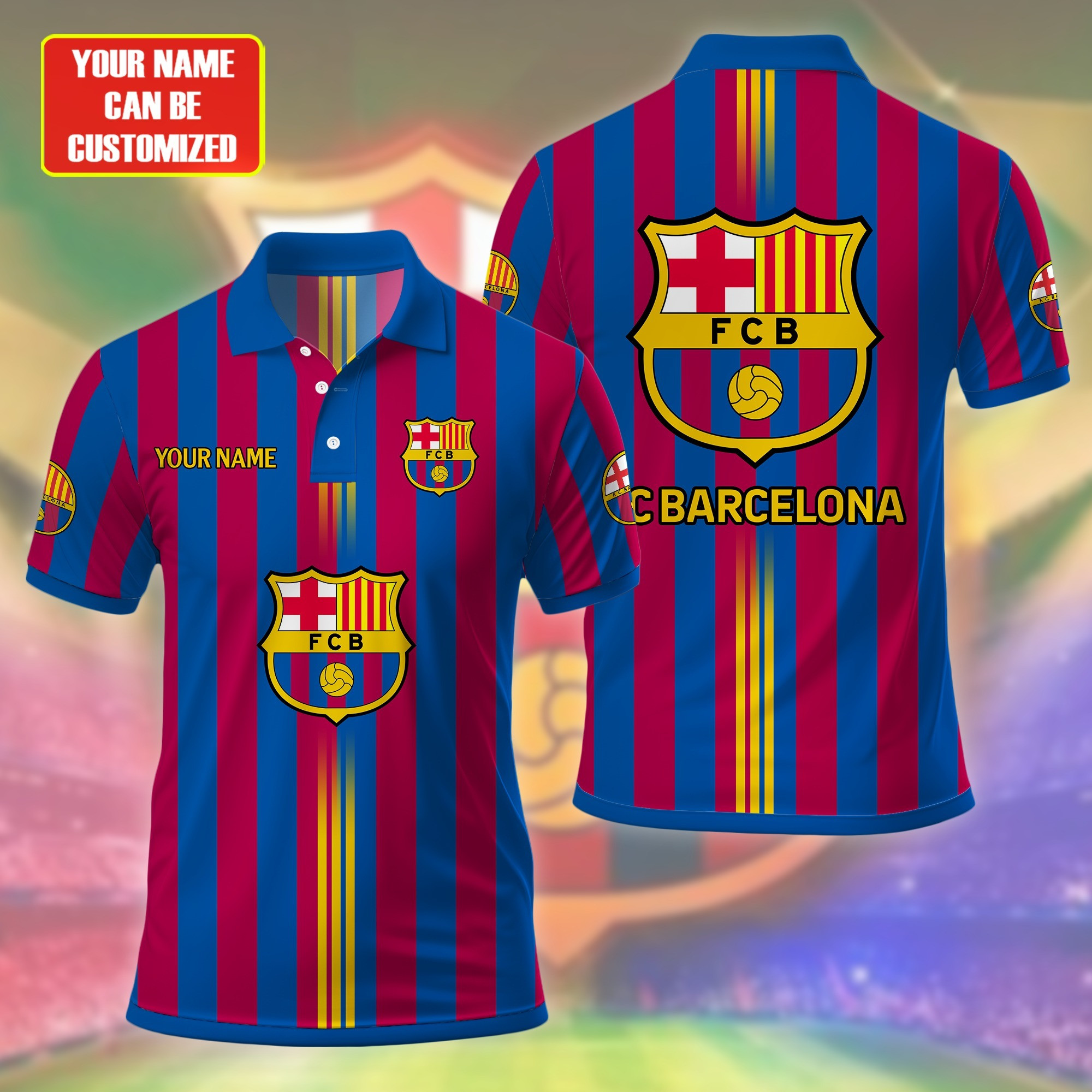 Custom F.C Barcelona Champions Polo Shirt Barcelona Football Club Fan Merch Apparel