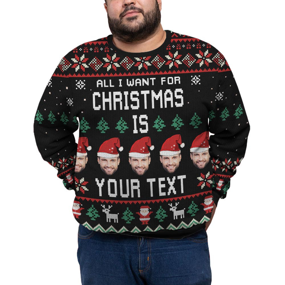 Custom Face And Name Funny Ugly Plus Size Xmas Sweater Christmas Sweaters For Men And Women