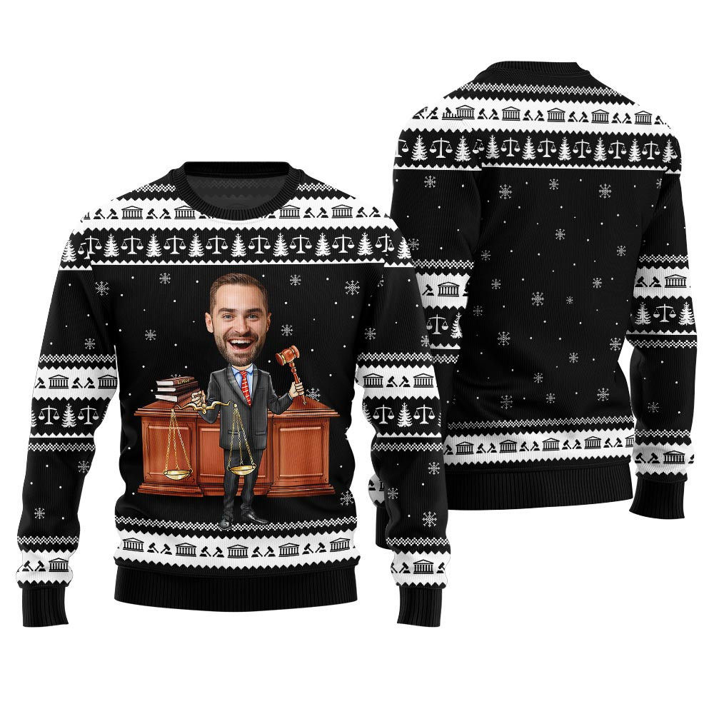 Custom Face Attorney Ugly Holiday Sweater Christmas Sweaters For Men
