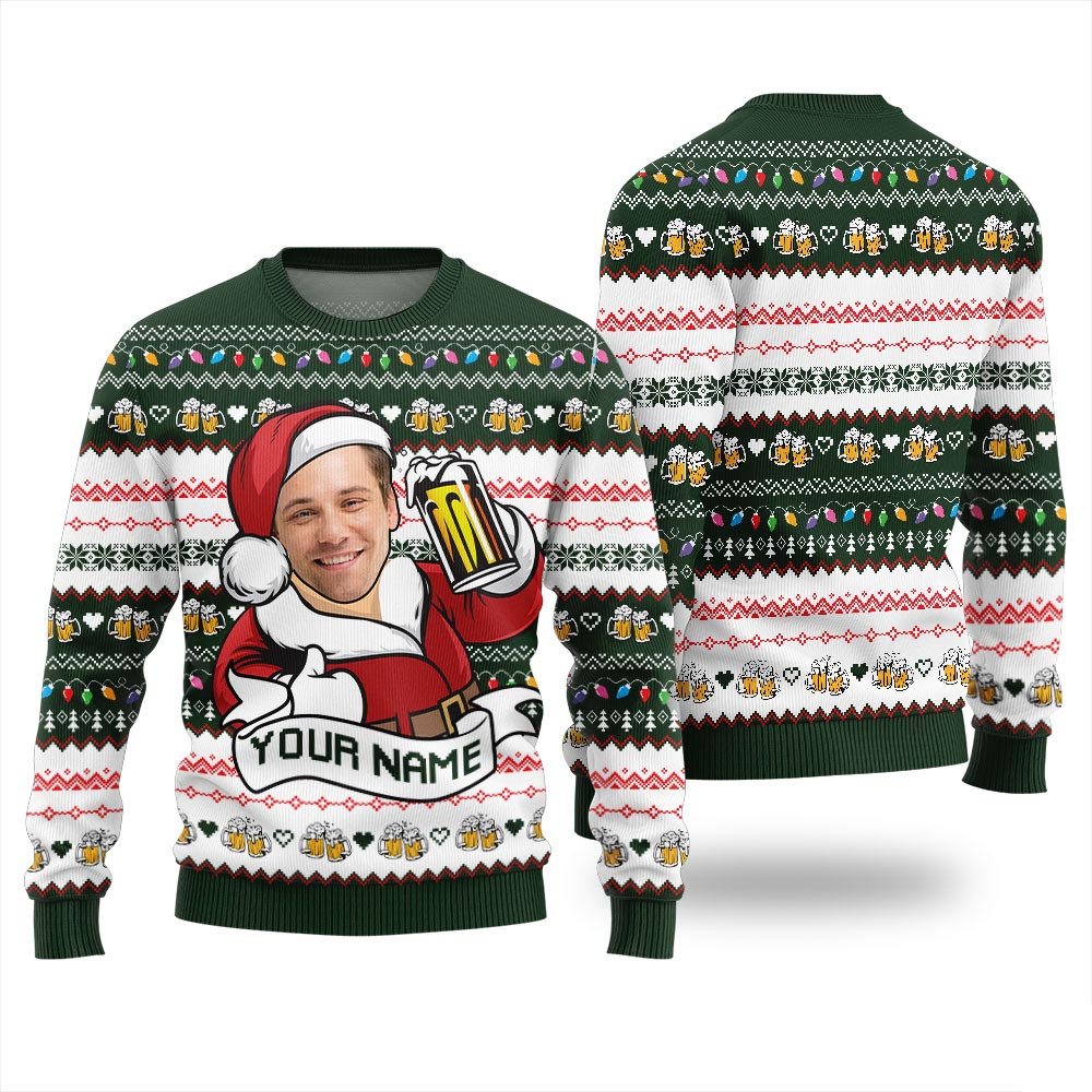 Custom Face Beer Mens Christmas Sweater Ugly Sweaters For Christmas