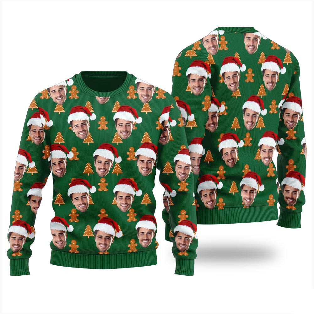 Custom Face Cookies Pattern Ugly Christmas Sweater For Unisex Best Ugly Christmas Sweaters