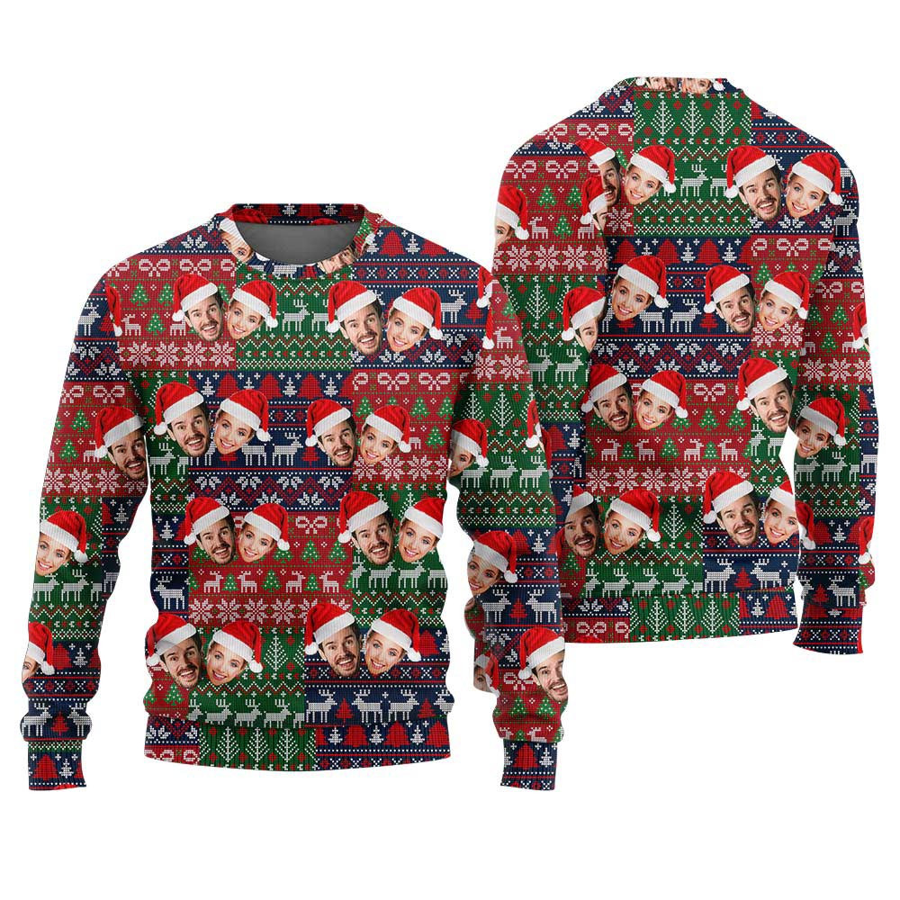 Custom Face Couple Funny Ugly Christmas Sweater