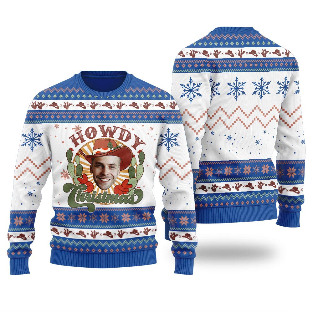 Custom Face Cowboy Christmas Sweater Women Christmas Gifts For Her