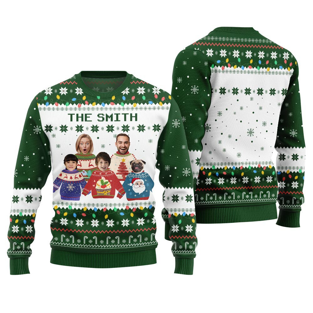 Custom Face Family Ugly Holiday Sweater Ugly Christmas Sweaters For Sale