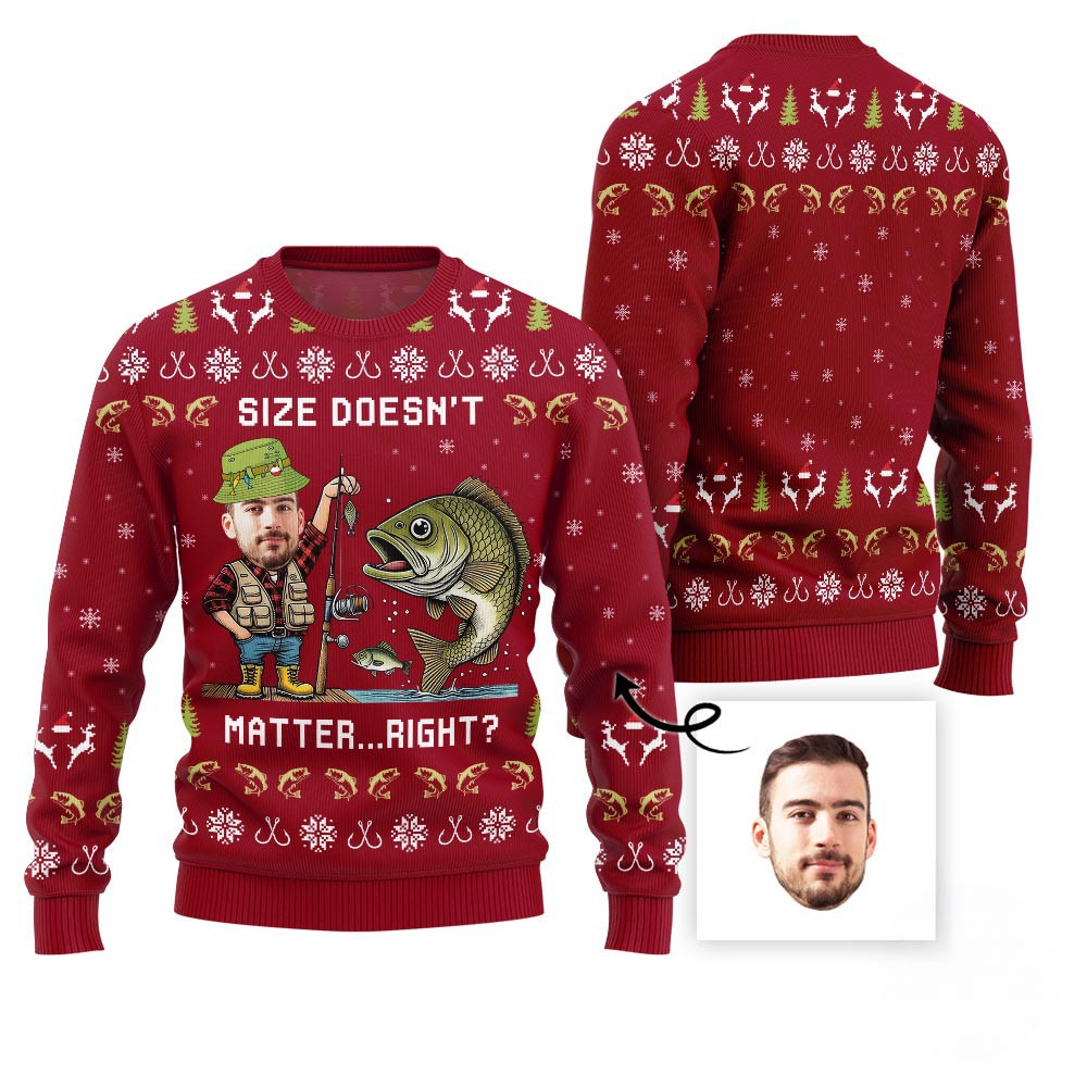Custom Face Fisherman Funny Ugly Christmas Sweater For Men