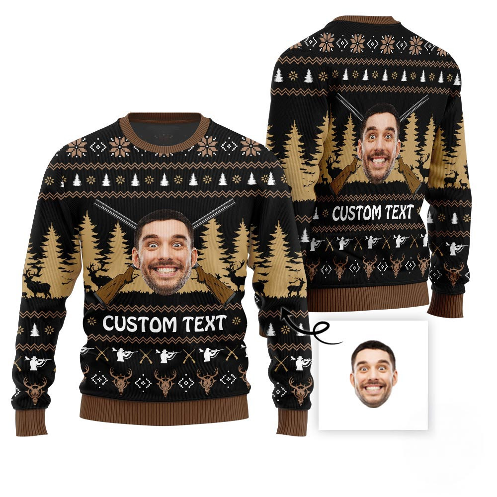 Custom Face Hunting Christmas Sweater Ugly Christmas Sweaters For Sale