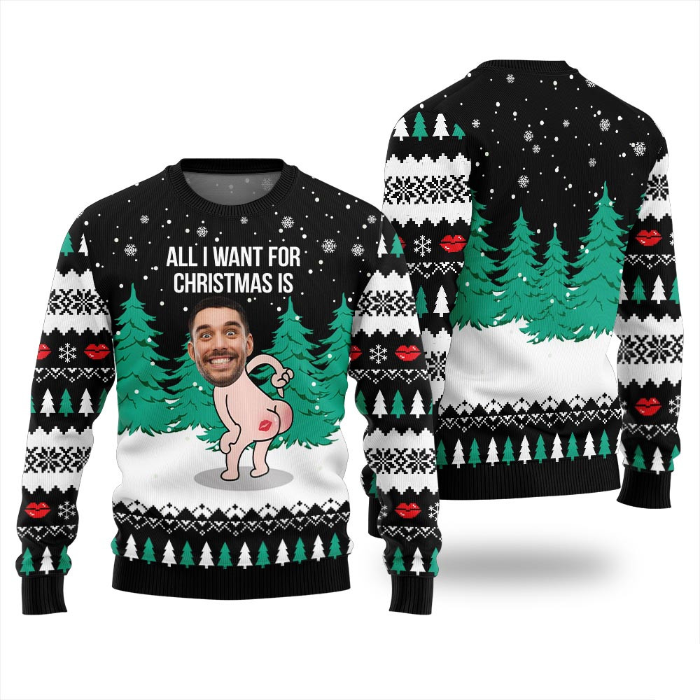 Custom Face Naughty Christmas Sweater Secret Santa Gifts For Her