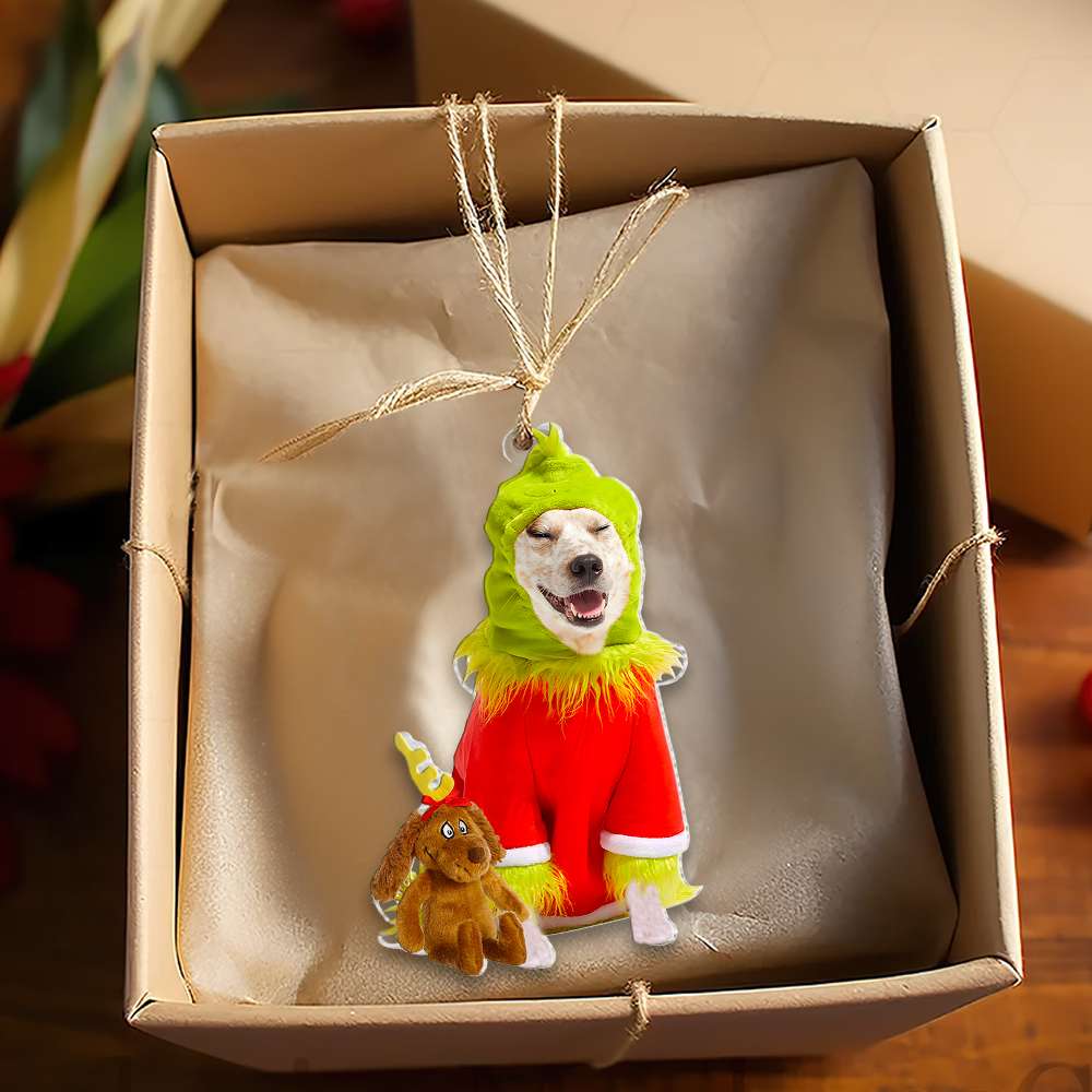 Custom Face Photo Gifts For Dog Lovers, Christmas Acrylic Ornament - Holiday Season Gift Idea