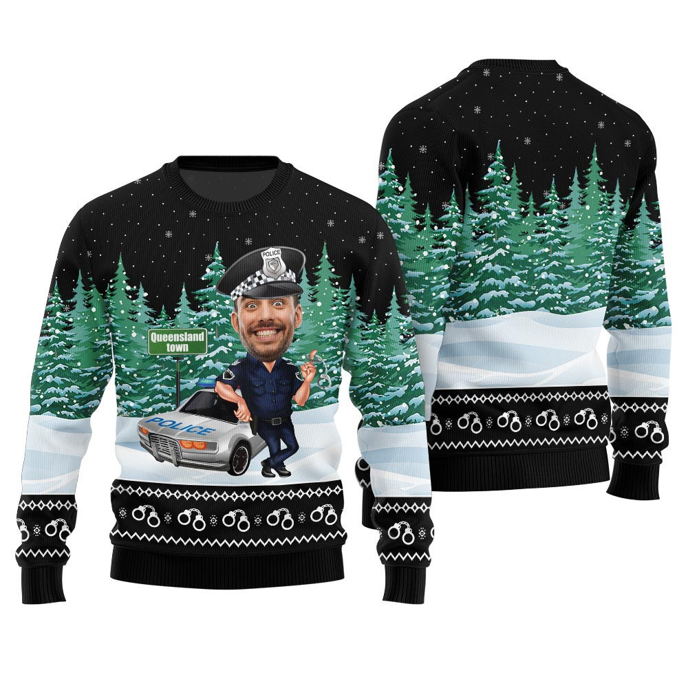 Custom Face Police Ugly Christmas Sweater Cute Sweaters For Christmas