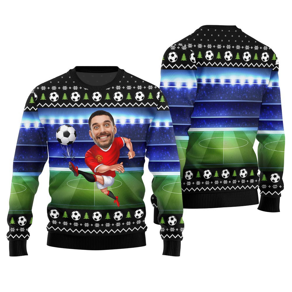 Custom Face Soccer Ugly Christmas Sweater Christmas Ideas For Girlfriend