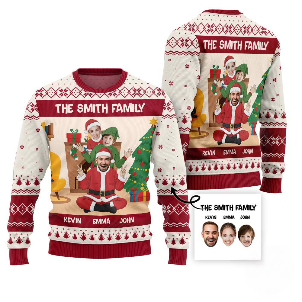 Custom Faces For Family Funny Ugly Christmas Sweater