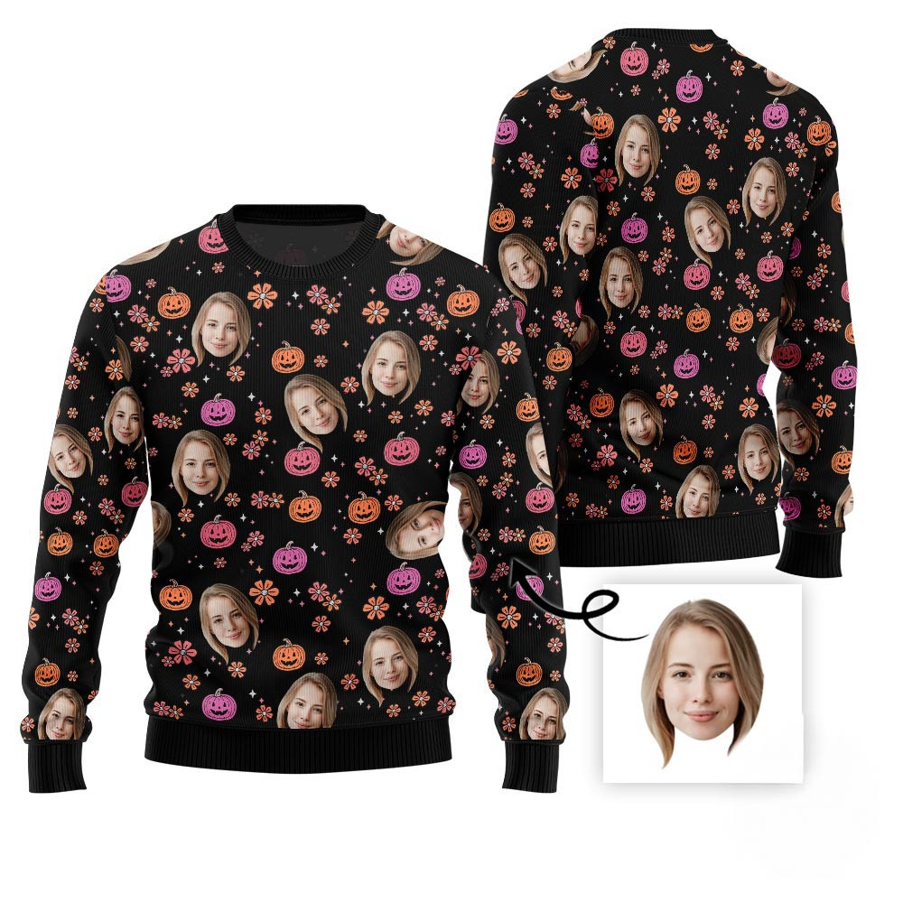 Custom Faces Funny Halloween Sweater Family Gifts For Christmas