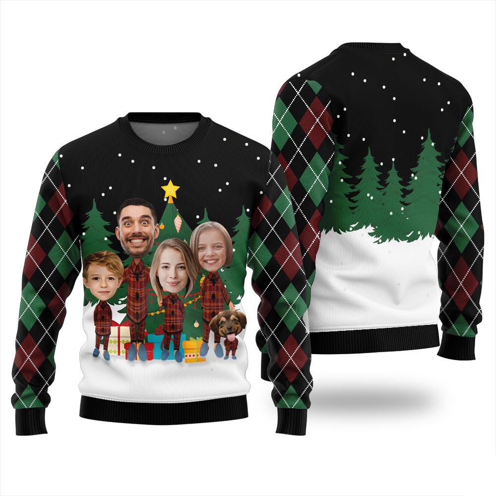 Custom Family Face Funny Christmas Sweater Ugly Xmas Sweaters For Couples