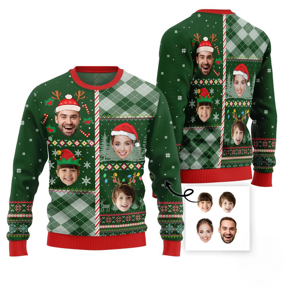 Custom Family Faces Funny Ugly Christmas Sweater