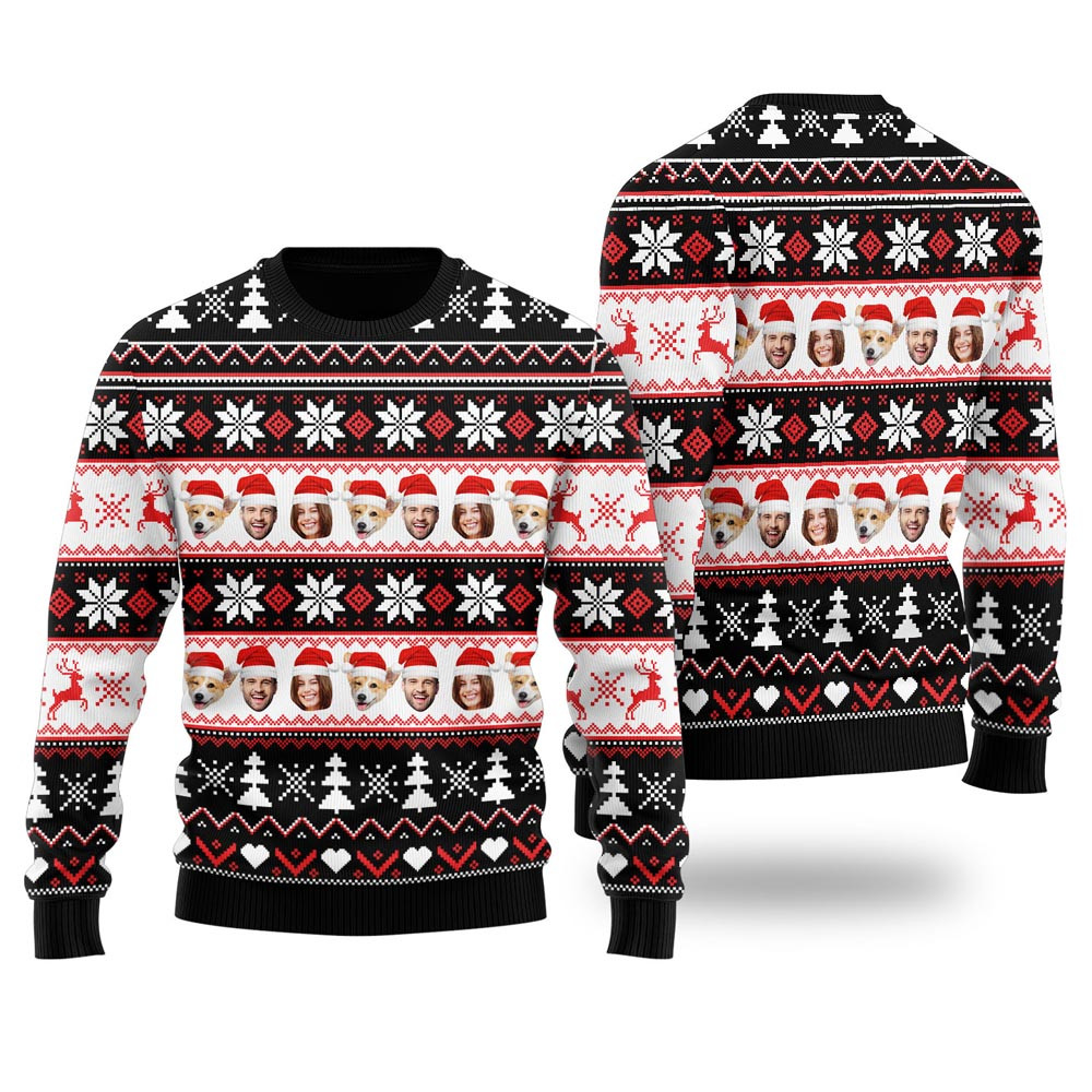 Custom Family Matching Custom Ugly Sweater Black Ugly Xmas Sweaters For Couples