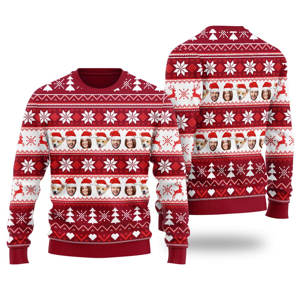 Custom Family Matching Custom Ugly Sweater Cardinal Red Xmas Sweaters For Women