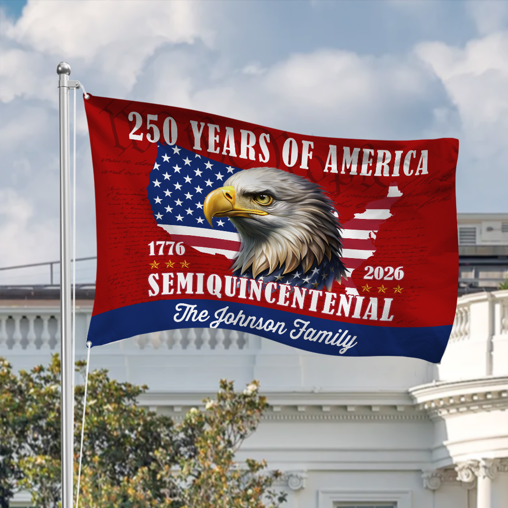 Custom Family Name 250 Years Of America Patriotic House Flag America 250 Merchandise Patriotic Gift Ideas