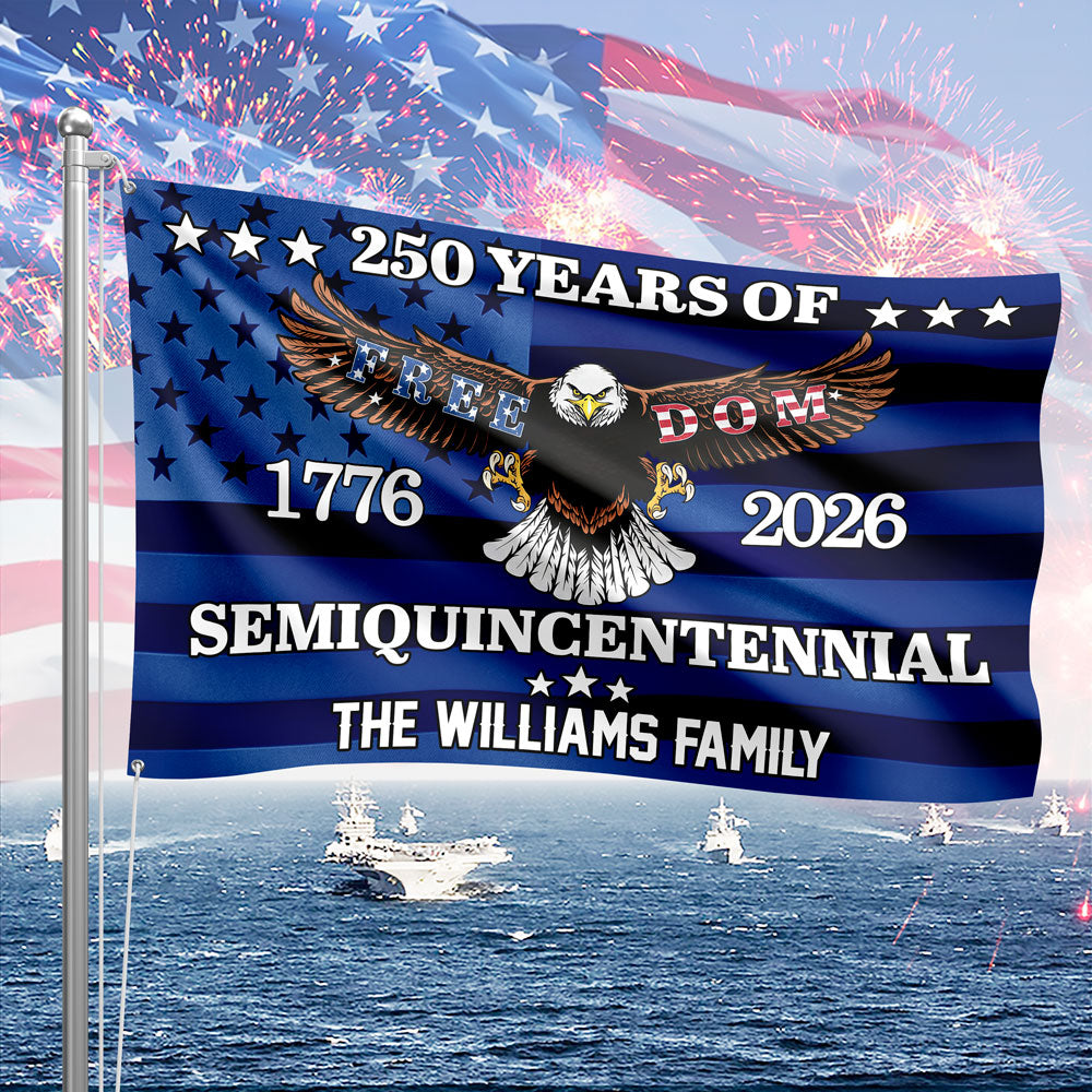 Custom Family Name Unites State 250 Years Of Freedom Semiquincentennial House Flag America 250 Merchandise Patriotic Gifts For Men