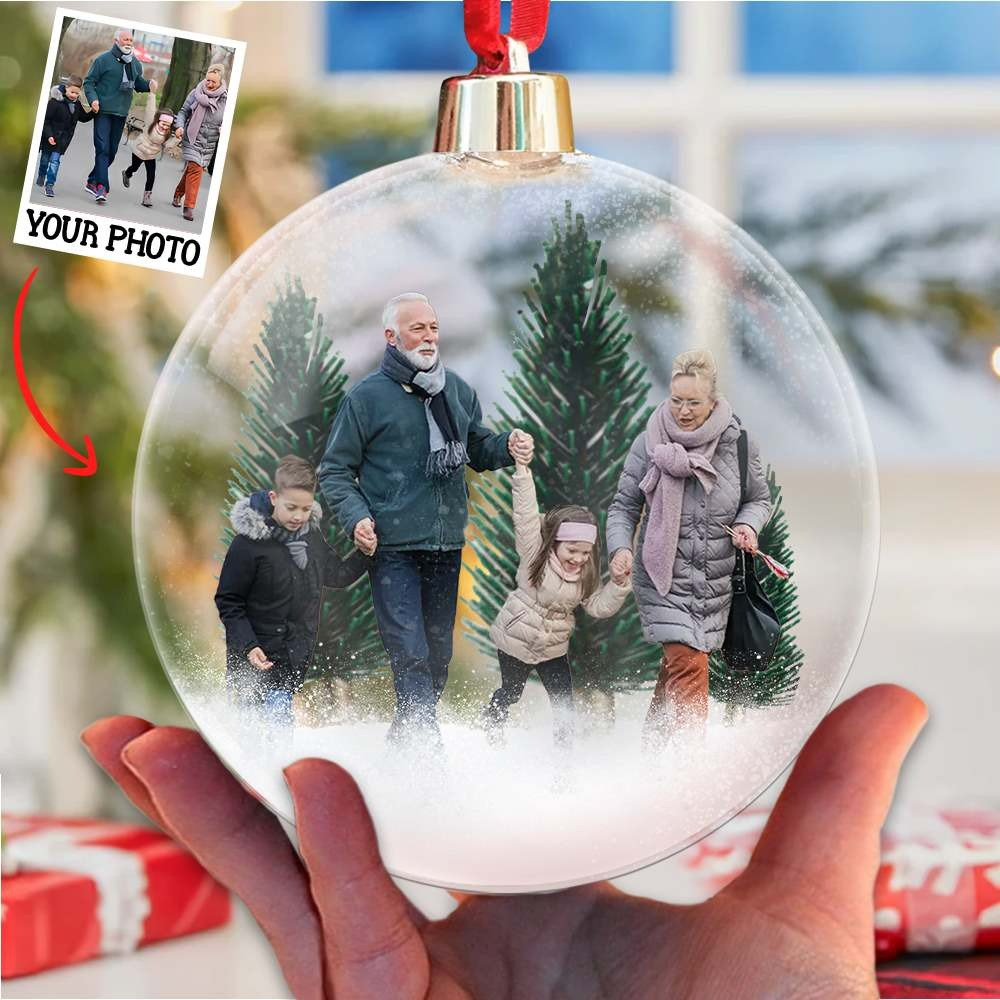 Custom Family Photo Snowball Christmas Ornament Personalized Family Ornament Decor
