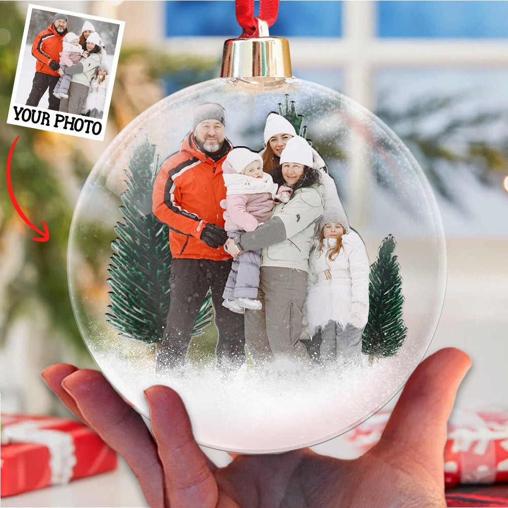 Custom Family Photo Snowball Ornament Personalized Family Christmas Ornaments Xmas Decor