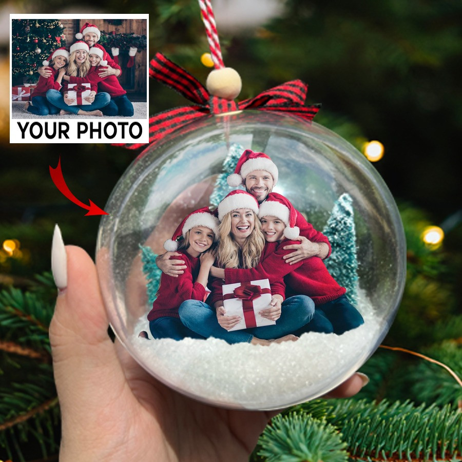Custom Family Photo Snowball Ornament Personalized Family Ornaments Holiday Decor